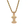 Iced zircone Hip Hop Pendente Oro Argento Rame CZ con nome a lettere collana personalizzato per con la corda catena Uomo