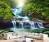 滝、美しい景色、自然の景色、壁のための風景の壁の壁紙リビングルームのための3 d