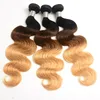 Malaysiskt mänskligt hår 3 bitar/party body wave 1b/4/27 ombre jungfruhårförlängningar 3 buntar dubbel wefts yirubeauty 1b 4 27