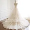 2019 volants robes de bal robes de mariée plis appliques spaghetti Criss Cross sangle dos nu jupe à plusieurs niveaux robes de mariée robe de soirée de mariage