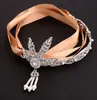 Créateur de mode Vintage diamant feuilles perle gland couronne Satin femme accessoires de mariage bandeaux de mariée bijoux de cheveux