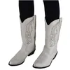 Top.damet botas ocidentais mulheres outono inverno deslizamento em botas de cor sólida Botas dedo dedo cowboy cowgirl motocicleta para mulher