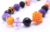 Halloween Style Kid Chunky Necklace Orange Flower Toddlers Girls Bubblegum Bead Chunky Necklace Children Jewelry