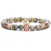 Bracelet en perles de bouddha pour hommes et femmes, pierre turquoise naturelle, pavé de 8mm, couronne en microzircon, hexagone, manchette, chaînes de bracelet Hip Hop Punk