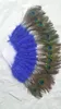 Fã de pavão feito a mão do pavilhão de plástico Ventilador de pena para a festa de dança do traje Decorativa do fã dobrável 14.5 "(37cm).