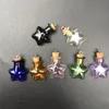 Atacado 70 pcs mini vidro estrelas garrafas pingentes com metal laço garrafas de arte artesanal presente de casamento bonito garrafas mistura 7 cores