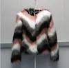 Femmes Mixed Color Man-Made Fur Jacket Casual Plus Size Faux Manteaux De Fourrure Femme Section Courte Fourrure Outwear Casaco De Pele Falso Ck43 CJ191214