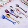 Soid Spade Spoon Fork Food Grade roestvrijstalen koffie Roerende lepels Home Kitchen Dineren Flatware