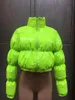 Damskie Down Parkas Atxyxta Puffer Cropped Park Bubble Płaszcz Zimowa Kurtka Kobiety Moda Odzież Czarna Czerwona Żółta Różowa Green1