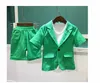 2020 Kids Summer 2pcs Short Sleeve BlazerShorts Boys Formal Suits ChildrenWedding Clothing Sets Prom Performance Costumes1654173