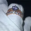 choucong 2018 solitaire ring set klar diamant cz ros guld fylld 925 silver engagemang bröllop band ringar för kvinnor smycken