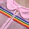 Dzieci Rainbow Stripe Płaszcz + Kamizelka + Spodenki 3 sztuk Zestaw Kids Designer Odzież Dziewczyny Outdoor Sport Outfits 2021 Letnia odzież dla niemowląt C6583