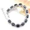 luckyshine halloween gift mens 8inch obsidian gems bracelets 925 silver 6 pcs lot oval bracelets lovers zircon fashion bracelets