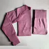 Conjunto sin costuras de 2 piezas para mujer Conjunto de yoga Ropa de gimnasia Leggings de fitness Camisas recortadas Traje deportivo Chándal de manga larga Ropa activa7866661706