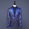 Shiny Red Floral Pattern Sequins Blazer Men Wedding Groom Singer Suit Jacket Male DJ Club Stage Prom Veste de Costume Paillettes291K