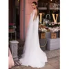 Abito da sposa spiaggia 2020 Cap Sleeve A-Line Chiffon Appliques Pizzo Abito da sposa principessa Abito da sposa arabo Spedizione gratuita