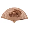 Mulheres mão ventilador madeira escultura antique artesanato de madeira dobrável sandalwood sândalo chinês estilo senhoras casamento presente