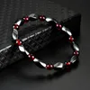 Bracelet de perles de calcul biliaire noir magnétite Bracelet de santé hématite Bracelet rubis Style ethnique pour femmes hommes