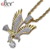 Pendant Necklaces GUCY Hip Hop Eagle Necklace Gold Color Plated Copper All Iced Out Micro Paved CZ Stones Men's Charm Jewelry Gift1