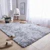 Tive de tapis gris Dyeing Carpets molle en peluche pour le salon chambre à coucher anti-aslip