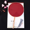 Latest Plain Colorful Transparent Silk Fan Women DIY Round Blank Hand Fans Beech wood Lengthen Handle Chinese Fan