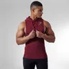 Męska kompresyjna bluza bez rękawów z kapturem nowa sportowa bawełniana podkoszulek bez rękawów trening fitness oddychająca kamizelka z kapturem