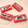 Boîte de cils de Noël avec boîte en papier rouge de cils de vison de 25 mm 5D 100% vrais cils de vison