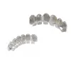 Ледовый из Grillz Bling Hip Hop зубы решетки шапки серебряные золотые кубические циркония зубы верхние дна стоматологические грили рок ювелирные изделия