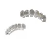 Iced Out Grillz Bling Hip Hop Dents Grills Caps Argent Or Cubique Zircone Dents Haut Bas Grilles Dentaires Rock Bijoux