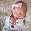 Nyfödd spädbarn baby swaddle sovsäckar baby muslin filt + huvudband baby mjuk kokong sömn säck med huvudband 2st set a253