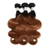 Unprocessed Brazilian Ombre Hair Body Wave Straight Remy Hair Weaves 1B/30 Double Wefts High Quality Free Shipping