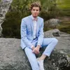 Ternos masculinos azul-celeste claros para casamento country smokings masculinos ternos formais casuais para noivos jovens ternos de formatura (jaquetas + calças)