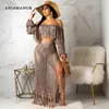 Anjamanor Yaz 2 Parça Set Kadın Tığ Püskül Kırpma Üst Maxi Etek Artı Boyutu Seksi Giyim Boho Beach Kıyafet 2019 D43-AF33 T200623
