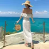 Women Maxi White Off Shoulder Lace Dress Summer 2021 Runway Elegant Korean Party Wrap Long Vintage Beach Vacation Dresses1