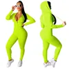 Womens Two Piece Set Treino Mulheres Festival Vestuário Outono Inverno Top + Pant agasalhos Neon 2 peça Roupas Produtos a condizer