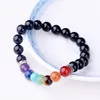 7 Chakra Strand Healing Yoga Stretch Pärlor Armband Natural Gemstone Energy Crystal Agate 8mm Round Armband för kvinnor Män