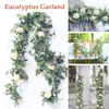 Eucalyptus Garland с розовыми цветами искусственные виноградные лозы.