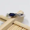 HotSale Natural Sapphire Ring 3 * 6mm Naturlig safir ädelsten Silverring Solid 925 Silver safirring från kinesisk m