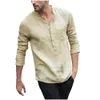 Yeni Erkekler Vintage Beyaz Gömlek Düğme Keten Gömlek Erkekler Uzun Kollu Retro Gentleman Tops Bluz Moda Masculina Camicia UOMO #W