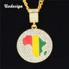 2 Maten Goud Jamaican Afrika Continent Afrikaanse Ronde Hanger Cuba Chain Ketting Hip Hop Sieraden