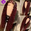 180% Ombre Red Burgundy Color Lace Front wig kinky Curly simulation Human Hair Wigs For Black Women Pre-Plucked synthetic hair wig