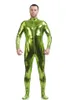 New Ensnovo Tuta da uomo in lattice Calzamaglia metallizzata nera lucida Tuta Zentai dorata Completo body Unitard Tuta personalizzata in pelle Cerniera frontale