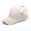 Gewone vaste paardenstaart honkbal cap rommelige buns hoed trucker pony caps unisex vizier mesh zomer buiten snapbacks