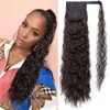 Braziliaanse Virgin Natural Black Clip in Elastische Band Ties Trekkoord Graan Krullend Golvend Kinky Echt Human Haar Paardenstaart Hair Extensions 140G GRATIS