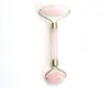 Naturel Tumbled Chakra Rose Quartz Sculpté Reiki Cristal Guérison Gua Sha Beauty Roller Facial Massor Stick avec Alliage Plaqué Or 111