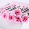 Konstgjord Rose Carnation Blomma Singel Tvål Blommor för Alla hjärtans Moder Lärare Födelsedag Daggåva Bröllopsfest dekoration
