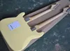 Double Neck Yellow Body 4 + 6 Stränger Elektrisk gitarr och bas med vit pickguard, Chrome-maskinvara, Maple fingerboard, kan anpassas