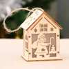 Christmas log cabin Hangs Wood Craft Kit Puzzle Toy Christmas Wood House with candle light bar Home Christmas Decorations gift