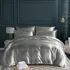 Bedding Sets Gray White Black Red King Double Size Satin Silk Summer Used Single BedLinen Set Kit Duvet Cover Set15220432