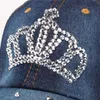 Bling Crown Caps Adjustable Washed Denim Baseball Caps Women Cowboy Hats Fancy Summer Headwear Ladies Sun Visor cny13752951745